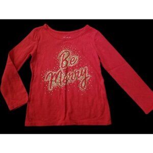 * NORTH POLE TRADING CO Red Long Sleeved BE MERRY Top Girls 4T